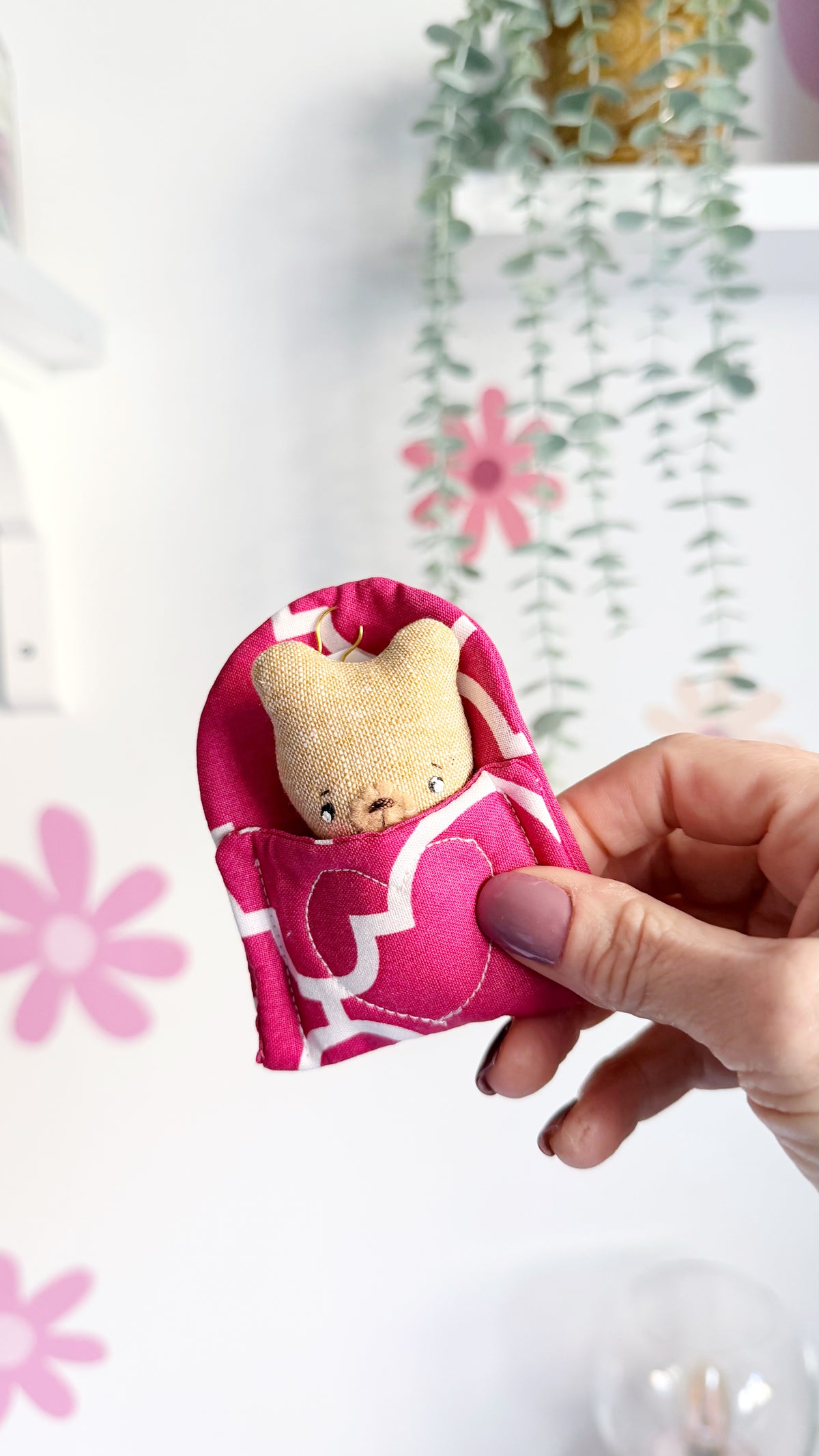 Puppy cozy pal, Bear doll, Pocket Pal, Animal in a Bed