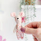 Baby Mouse Doll, Tiny Mouse, Mouse Family, Pink Floral mouse
