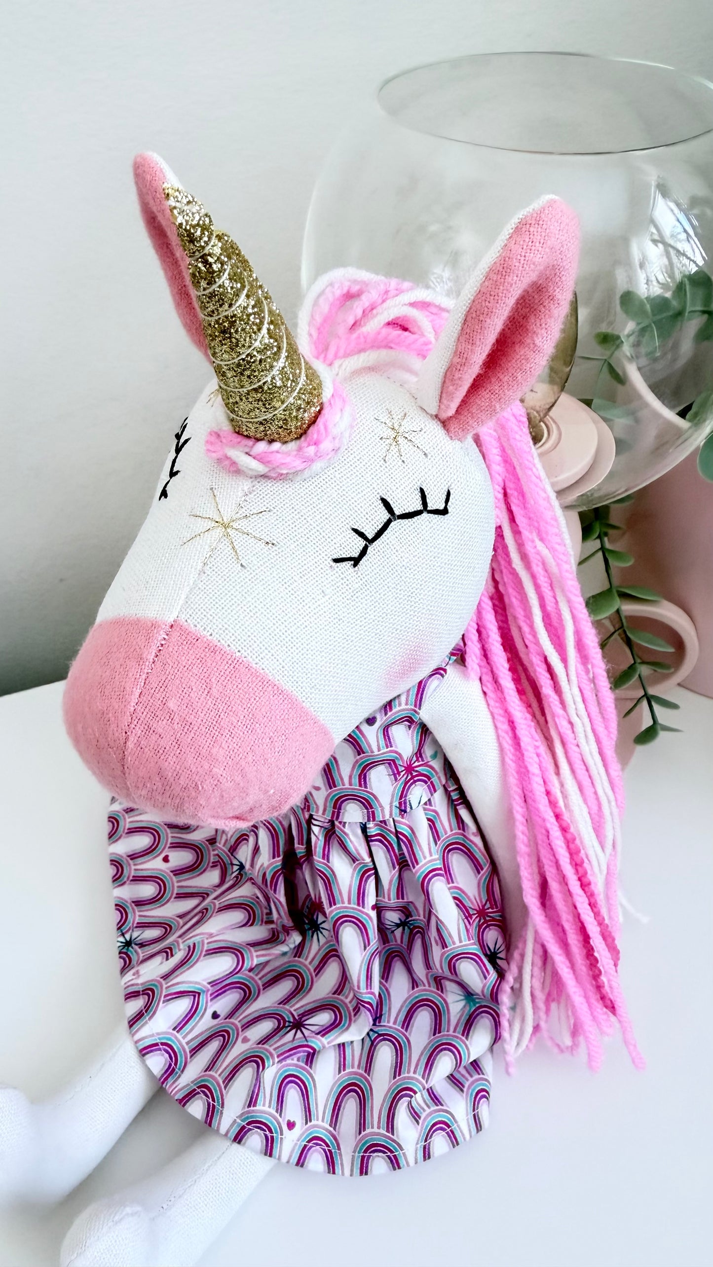 Unicorn Doll, Unicorn Fabric Doll, Textile Unicorn