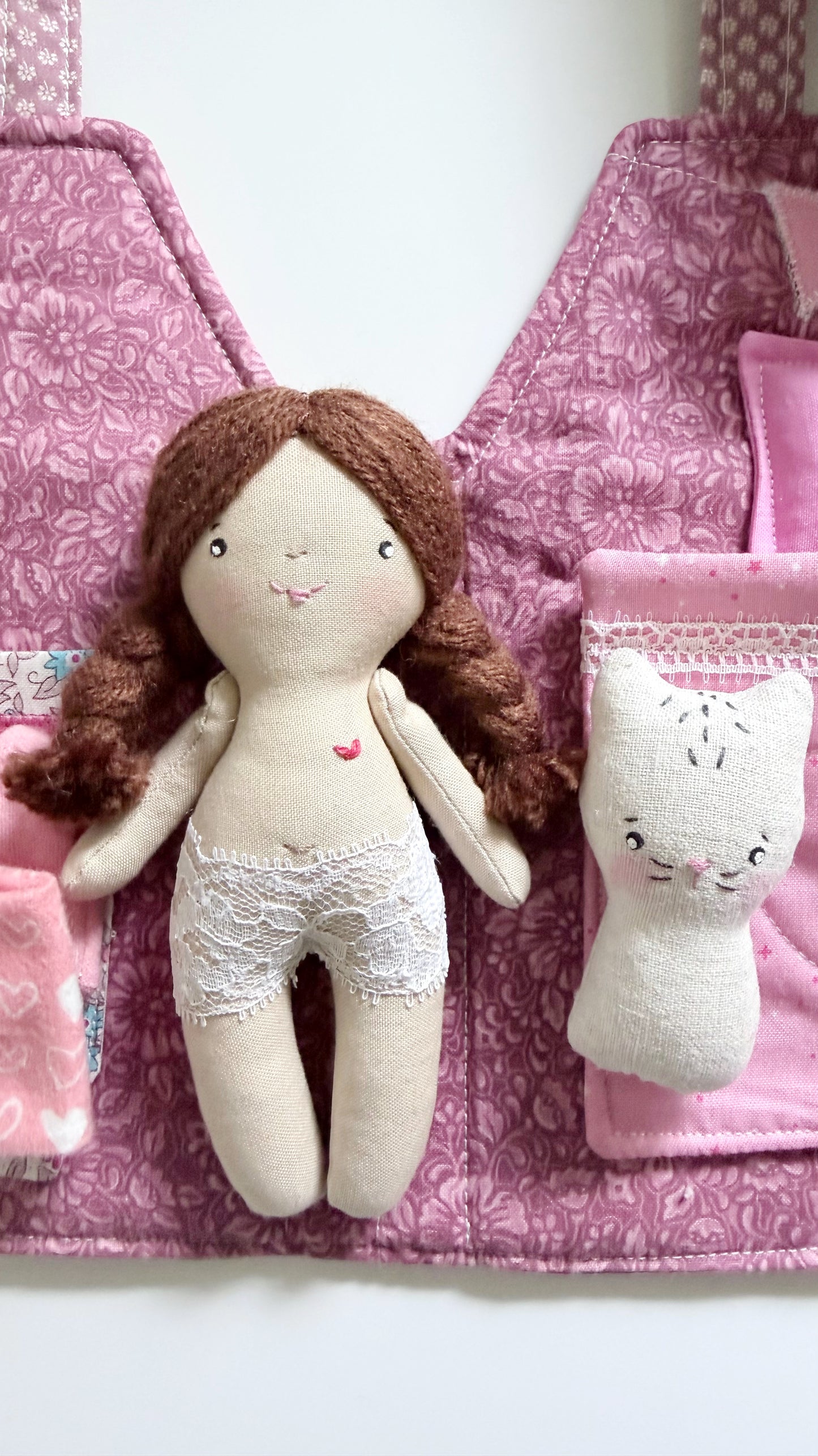 Travel Dollhouse, Pink Fabric Dollhouse