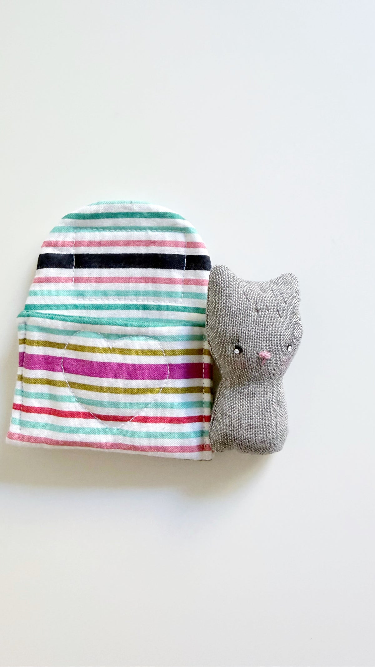 Cat cozy pal, cat doll, Pocket Pal, Animal in a Bed