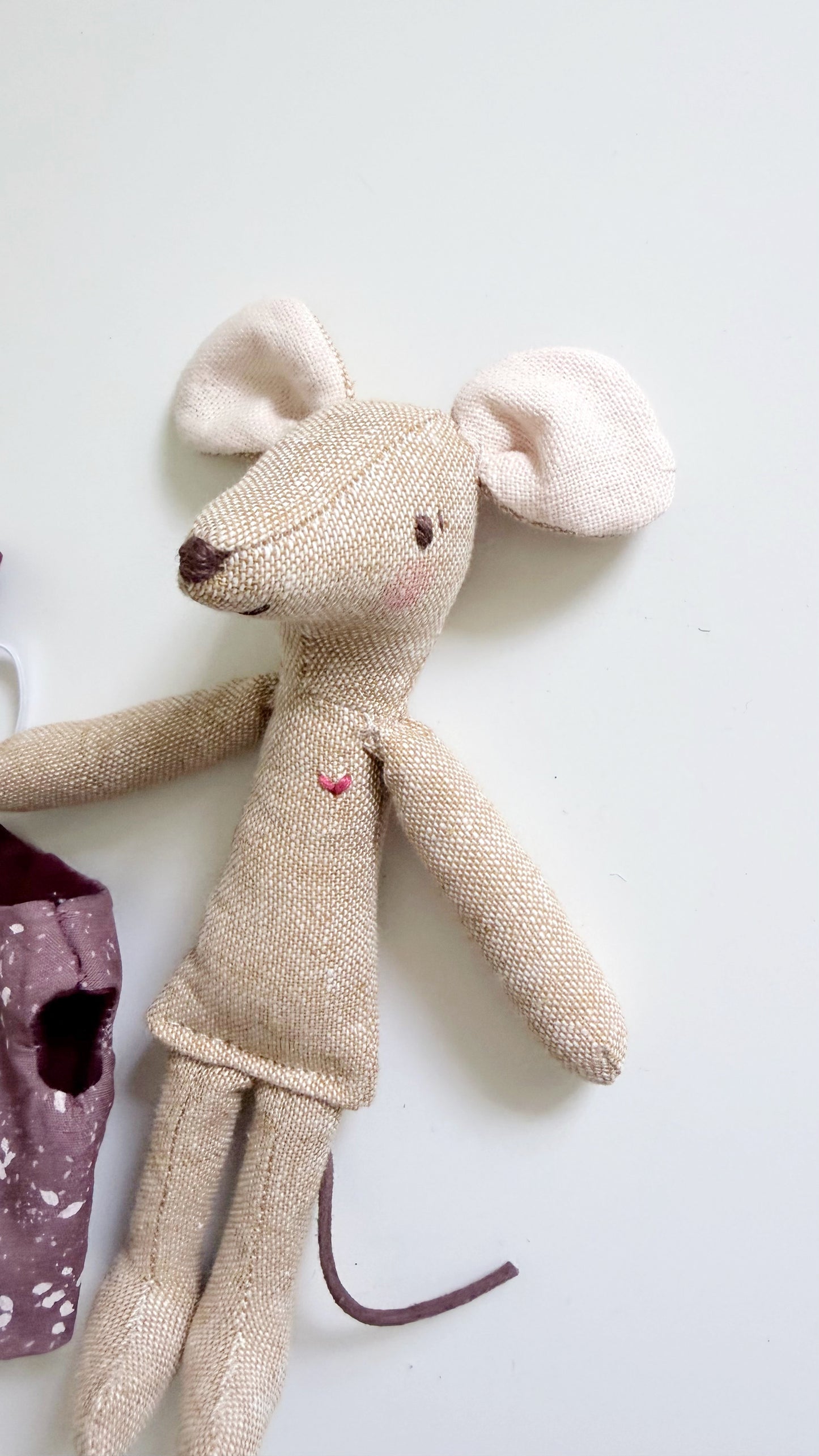 Maroon Pocket Mouse, Mouse Doll, Purple Mouse Doll