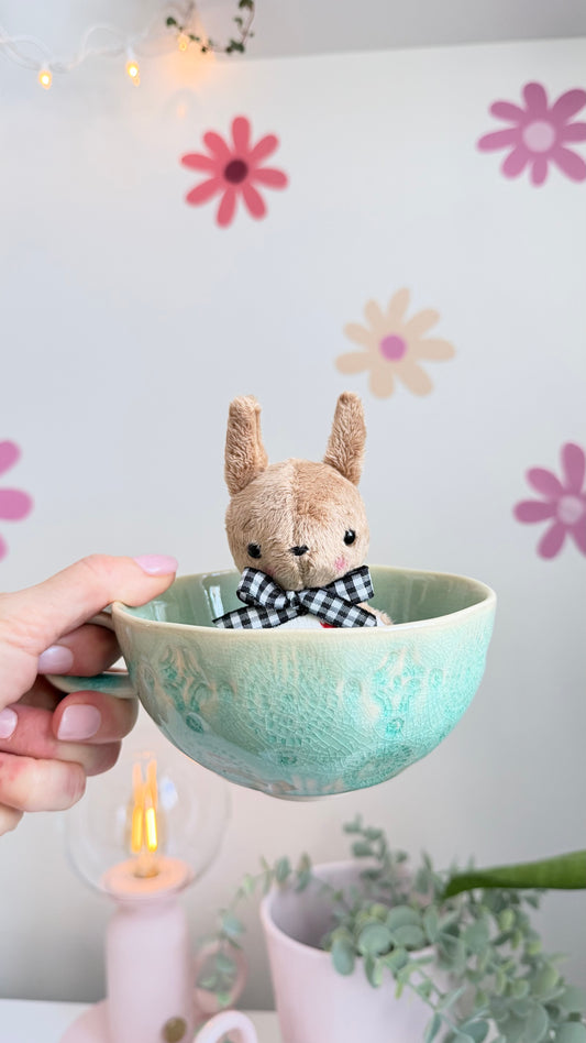 Brown Tea Cup Bunny, Bunny Doll, Brown  Bunny, Bunny Plushie
