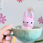 Pink Tea Cup Bunny, Bunny Doll, Pink Bunny, Bunny Plushie