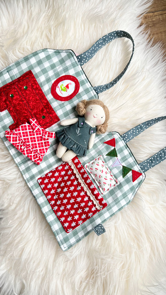 Travel dollhouse, mini dollhouse, Fabric Dollhouse