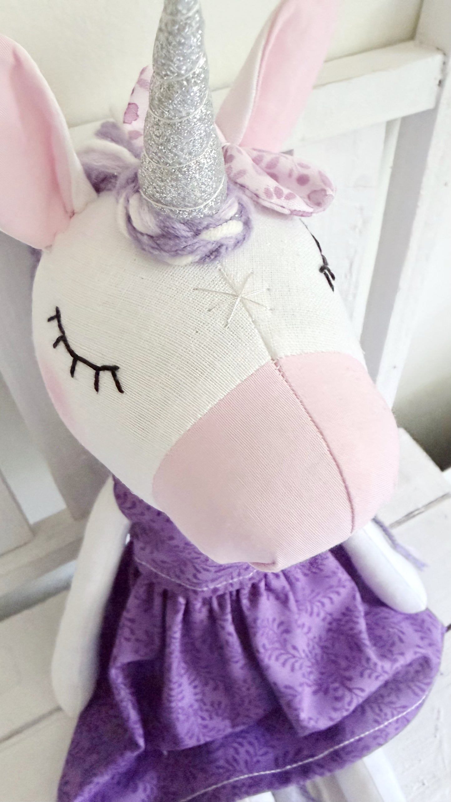 Unicorn Doll, Unicorn Fabric Doll, Textile Unicorn