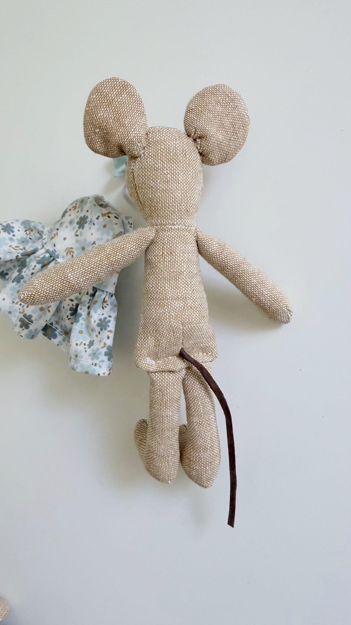 Blue Floral Pocket Mouse, Mouse Doll, Blue Mouse Doll