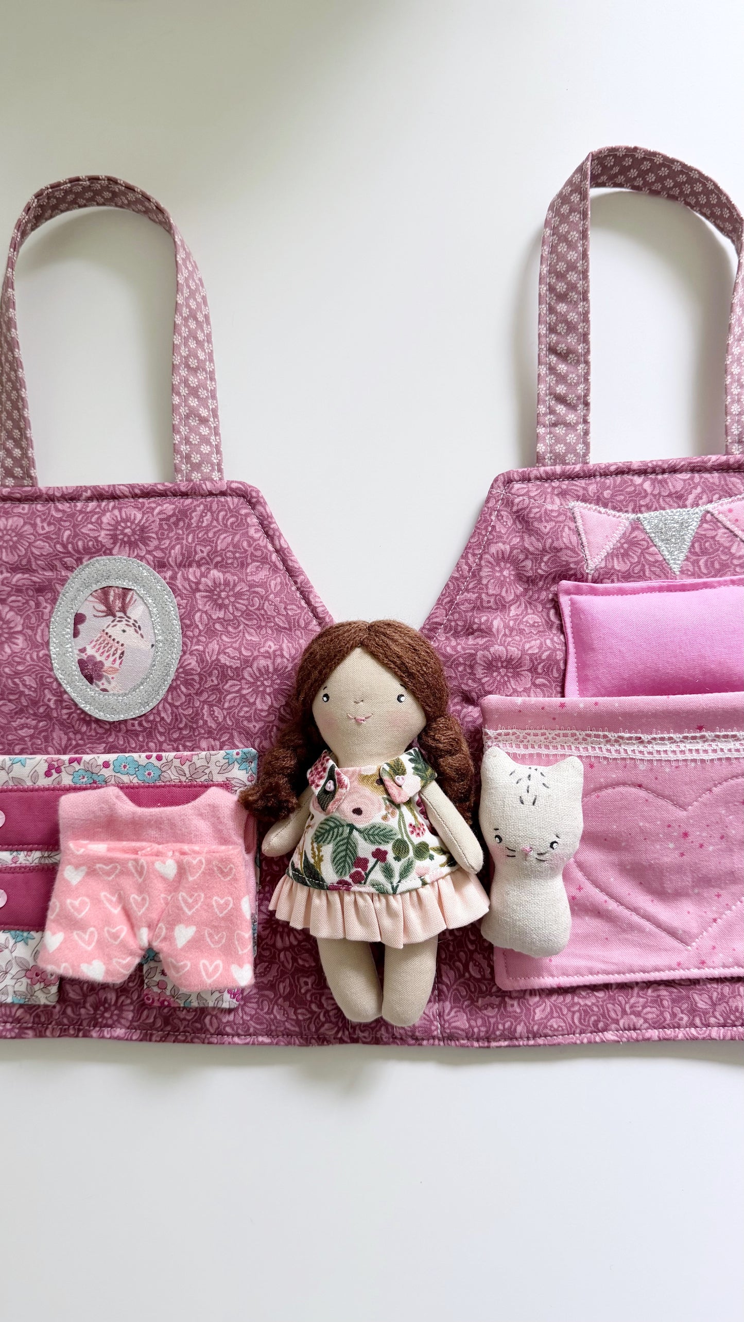 Travel Dollhouse, Pink Fabric Dollhouse