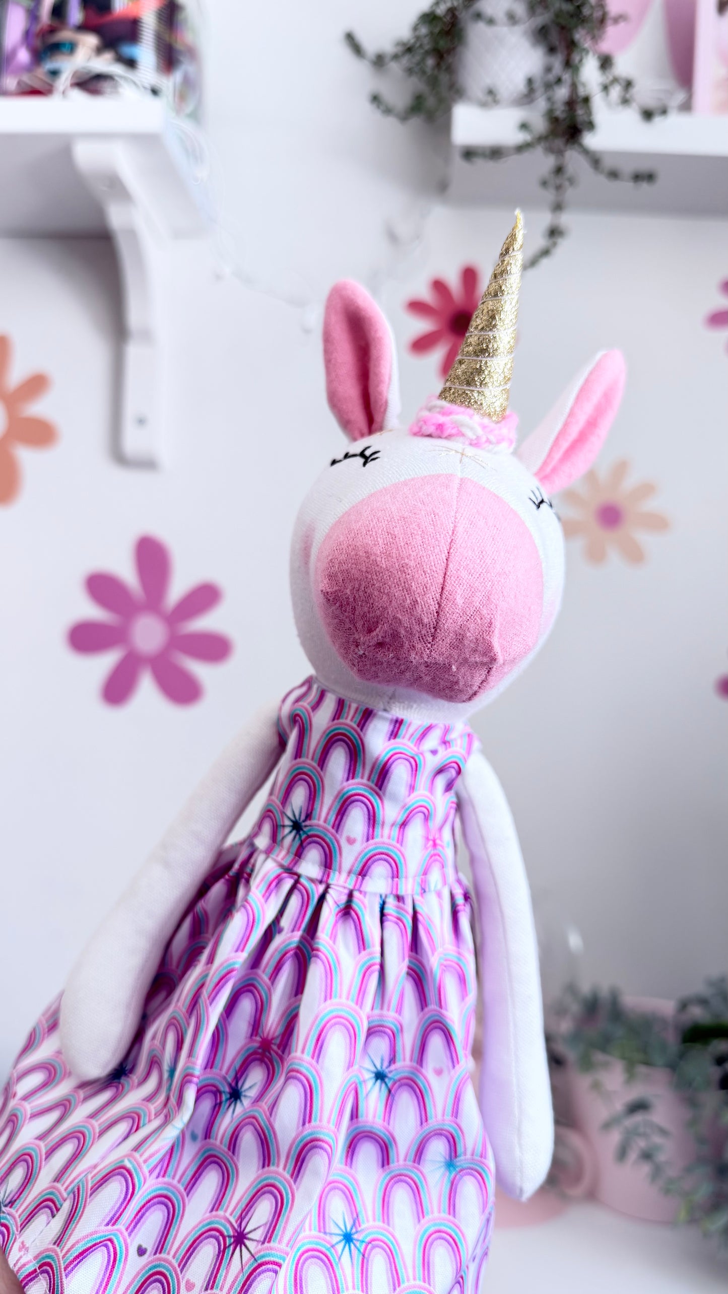 Unicorn Doll, Unicorn Fabric Doll, Textile Unicorn
