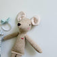 Blue Floral Pocket Mouse, Mouse Doll, Blue Mouse Doll