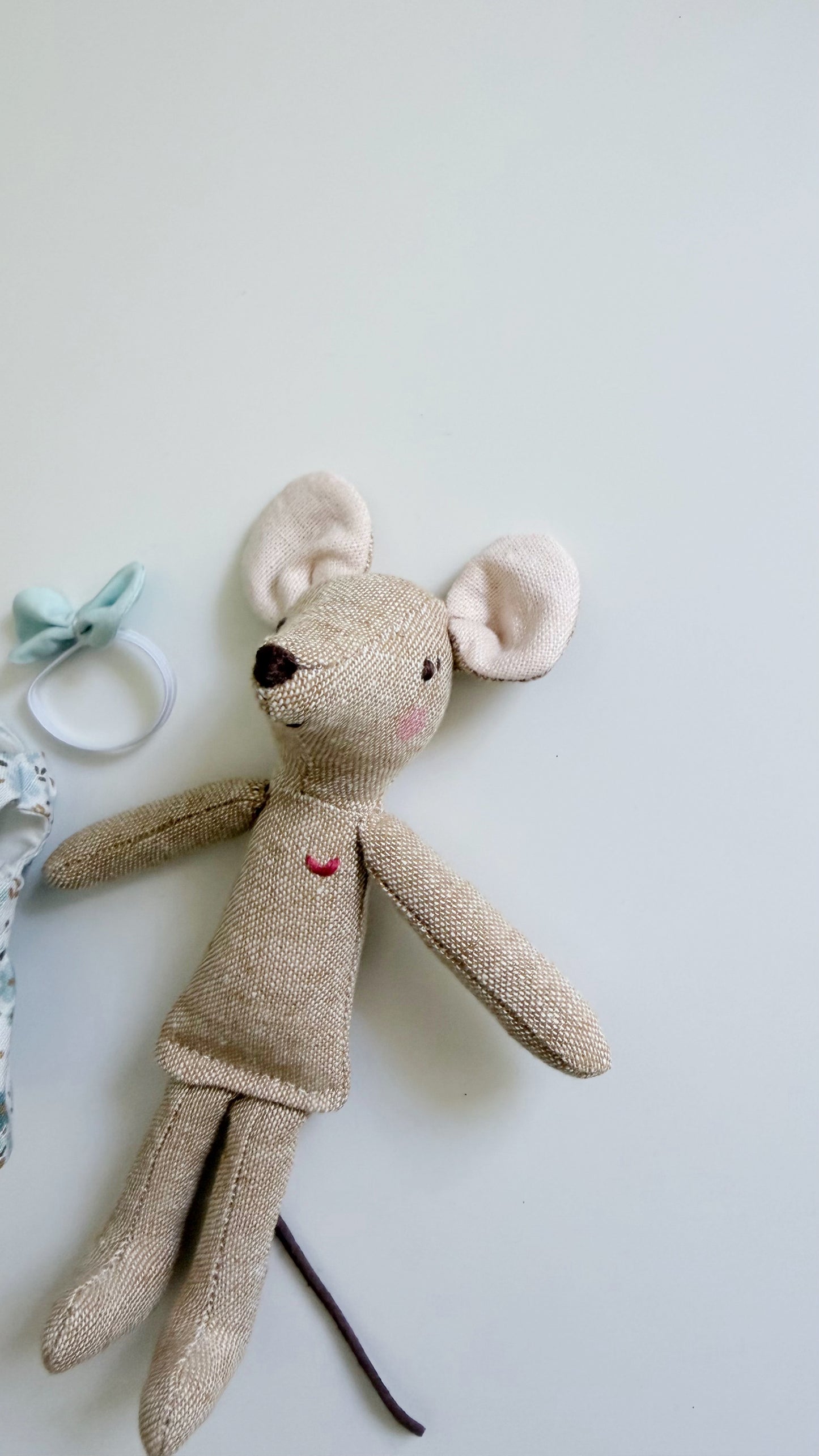 Blue Floral Pocket Mouse, Mouse Doll, Blue Mouse Doll