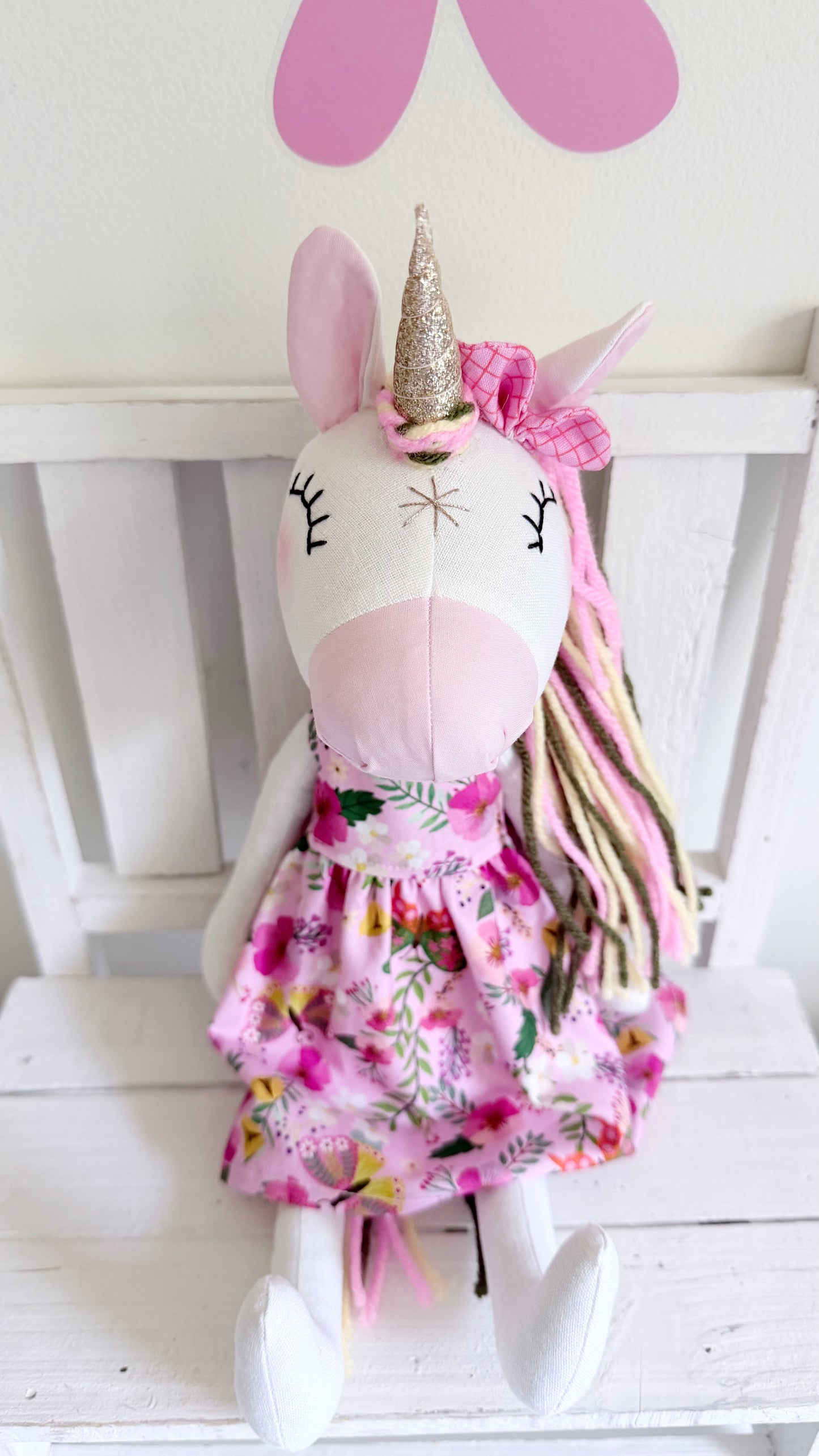 Unicorn Doll, Unicorn Fabric Doll, Textile Unicorn