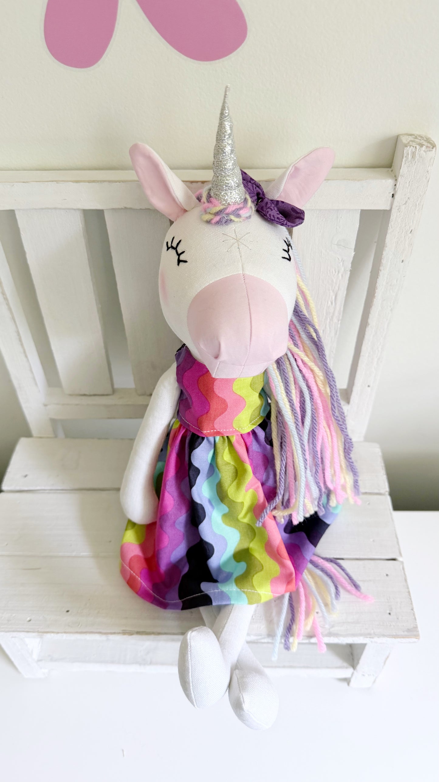 Unicorn Doll, Unicorn Fabric Doll, Textile Unicorn