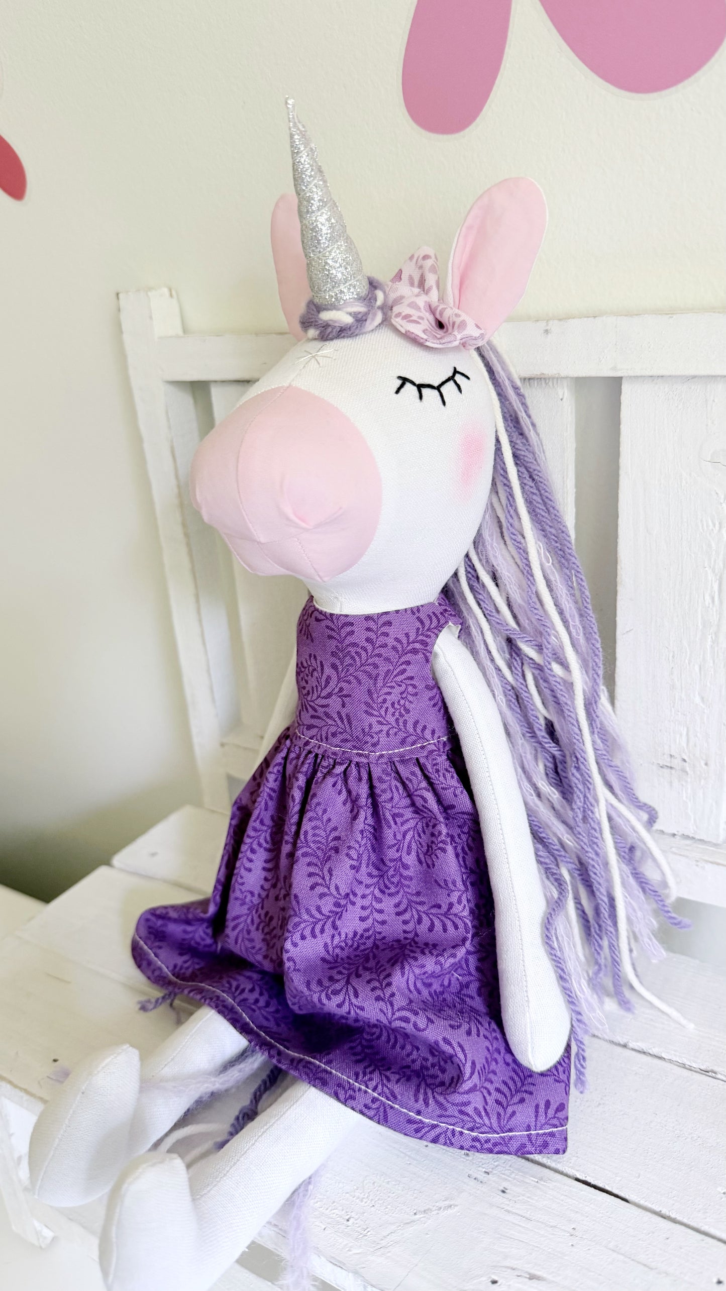 Unicorn Doll, Unicorn Fabric Doll, Textile Unicorn