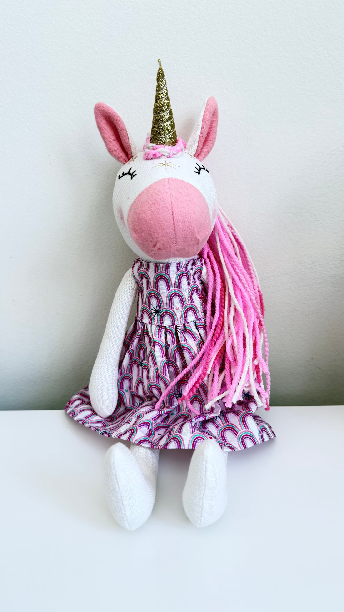 Unicorn Doll, Unicorn Fabric Doll, Textile Unicorn