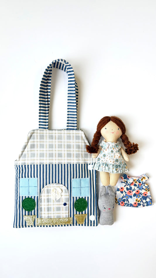 Travel Dollhouse, Fabric Dollhouse, Fabric Book Dollhouse, Cozy Dollhouse