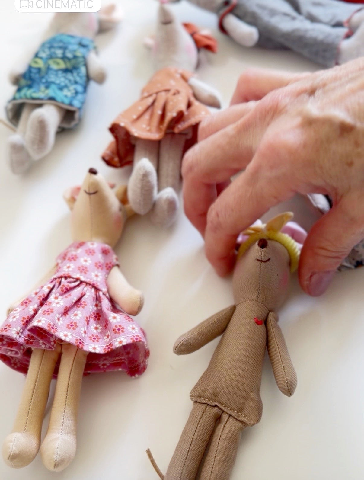 Blue floral Dress Pocket Mouse, Mouse Doll,  Mouse Doll