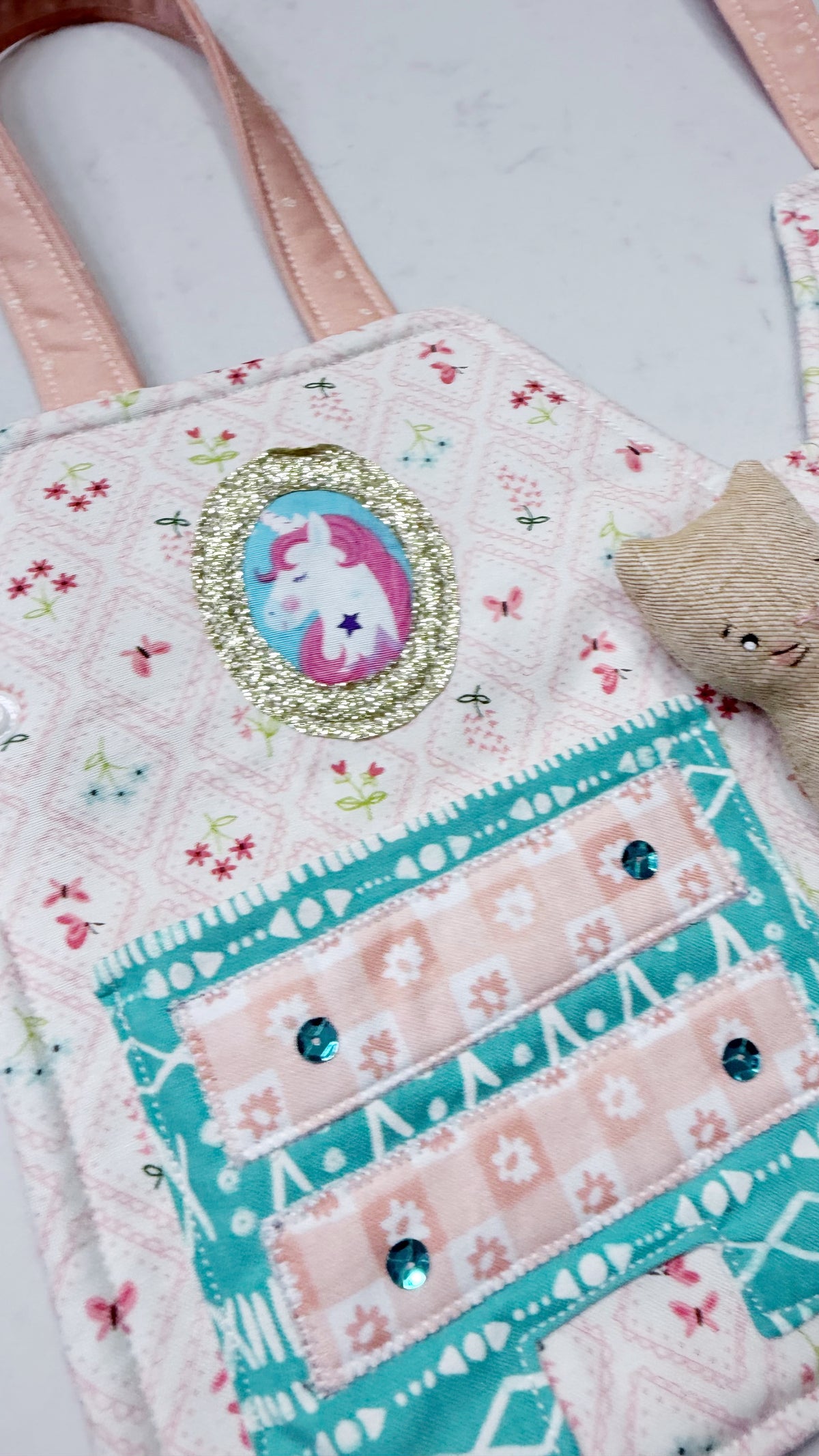 Travel Dollhouse, Pink/Green Fabric Dollhouse