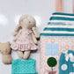 Travel Dollhouse, Pink/Green Fabric Dollhouse